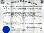 Mason's Certificate for Edward Weisinger.